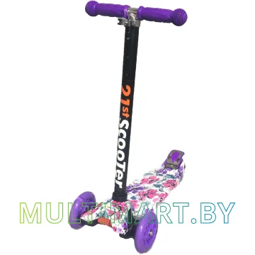 Самокат 21st Scooter Maxi VIOLET 036Z фиолетовый, прозрачные колёса